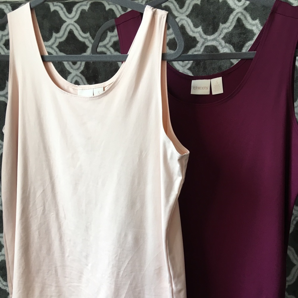 TWO Chico’s stretchy camisoles